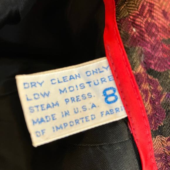 J.Putman | Vintage Black Pink Floral Wool Midi Skirt Made in USA Womens 8 - Picture 8 of 11